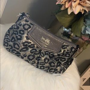 Coach Ocelot Black & Silver Metallic Leopard Purse